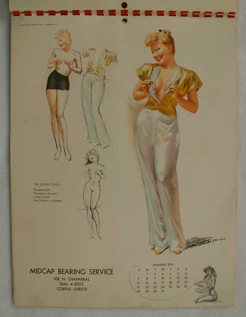 Pin Up Girl Calendar 1951 Shaw Barton Macpherson Sketchbook Cutouts For