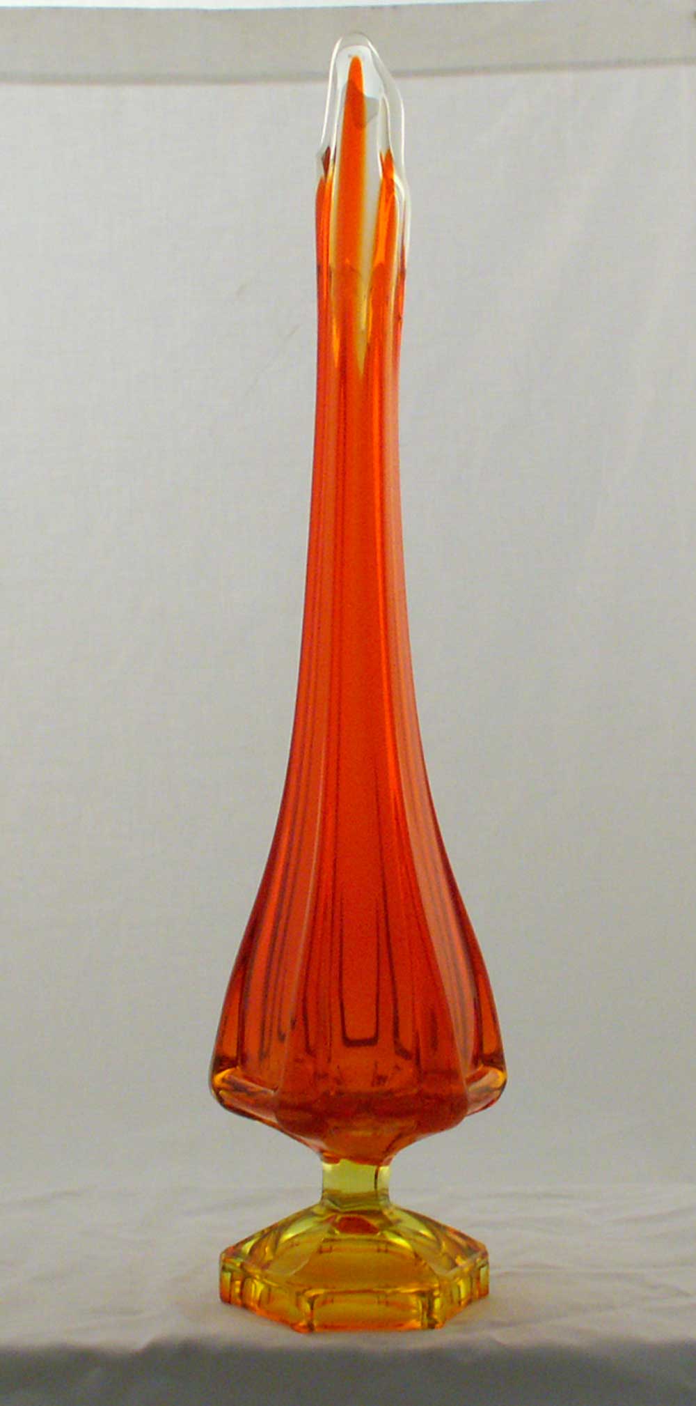 Viking Glass Epic Column Ribbed Persimmon 18 Inches Tall Swung Vase 7309 Ebay