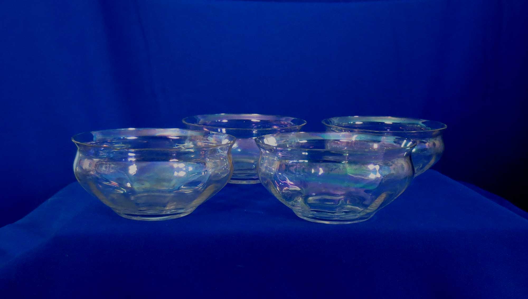 Fostoria Mother of Pearl Finger Bowls Set of 4 Iridescent Optic No Trim USA